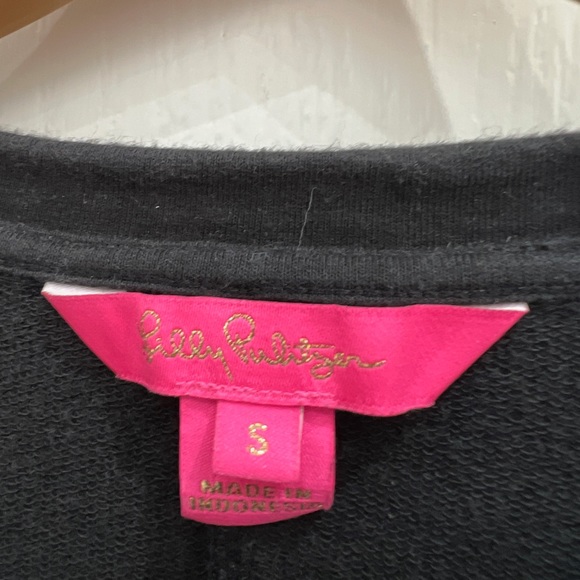 Lilly Pulitzer Embellished Bartlett Sweatshirt Dress Onyx Black Bead Sequin - Picture 4 of 4